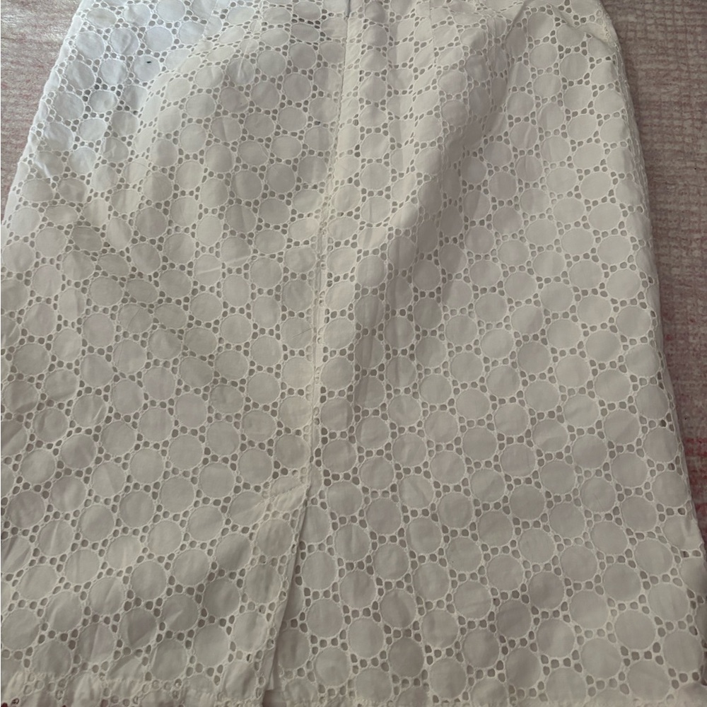 Ellen Tracy White Eyelet Midi Skirt